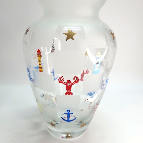 Lenox Other - Lenox Lighthouse Splendor Glass Vase 8.5" Hand painted Nautical Beach Frosted